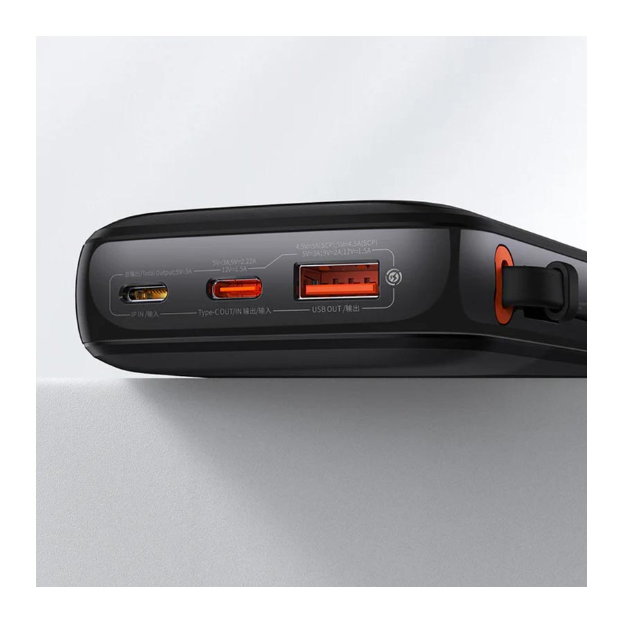 پاوربانک بیسوس مدل Qpow Pro PPQD060001 20W ظرفیت 10000mAH همراه کابل متصل لایتنینگ