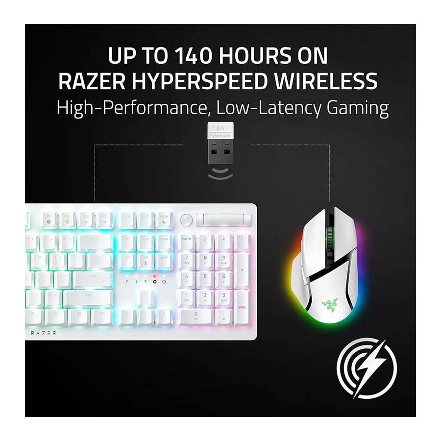 ماوس گیمینگ بی‌سیم ریزر مدل BASILISK V3 PRO 35K WHITE