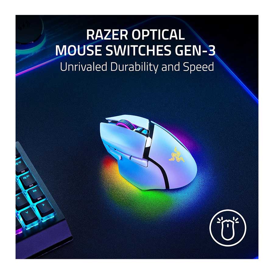 ماوس گیمینگ بی‌سیم ریزر مدل BASILISK V3 PRO 35K WHITE