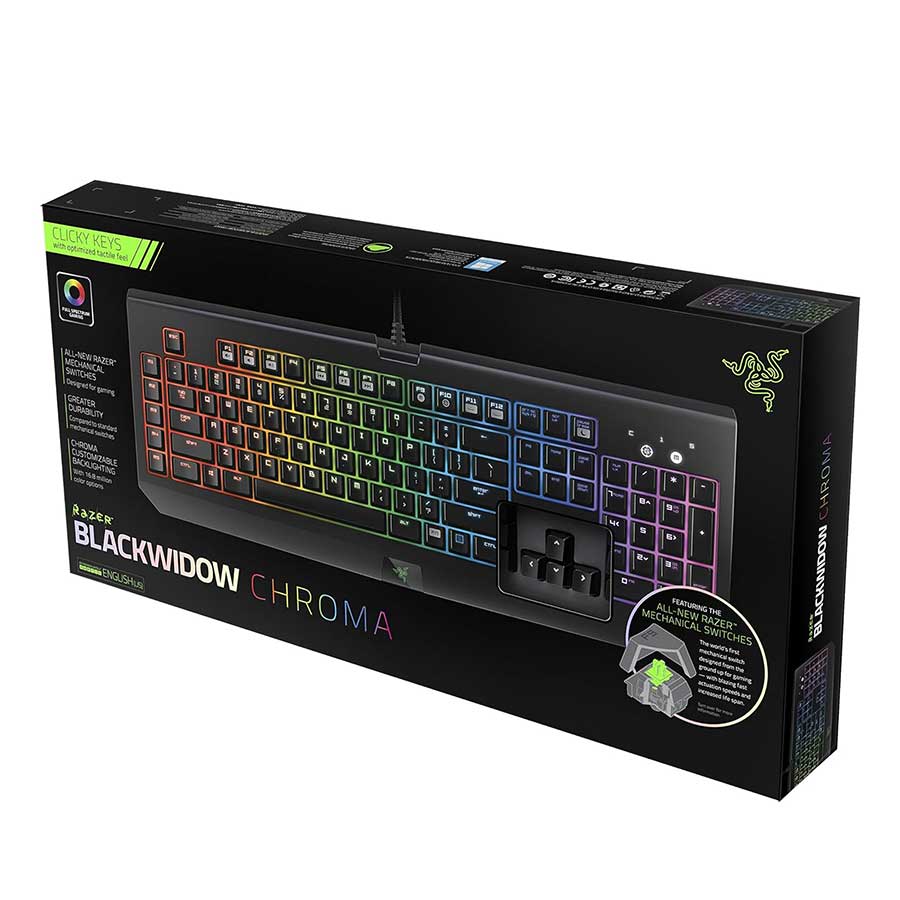 کیبورد گیمینگ باسیم ریزر مدل BlackWidow Chroma Green Switch