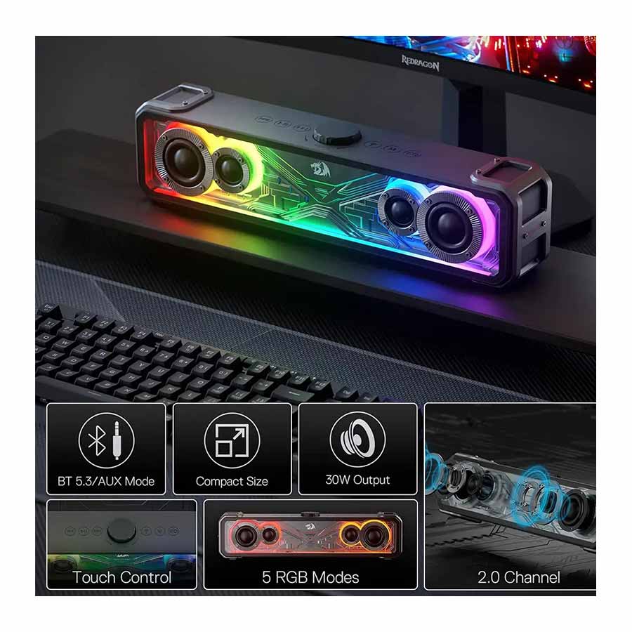 اسپیکر بی‌سیم و بلوتوث ردراگون مدل SURGE GS817 RGB