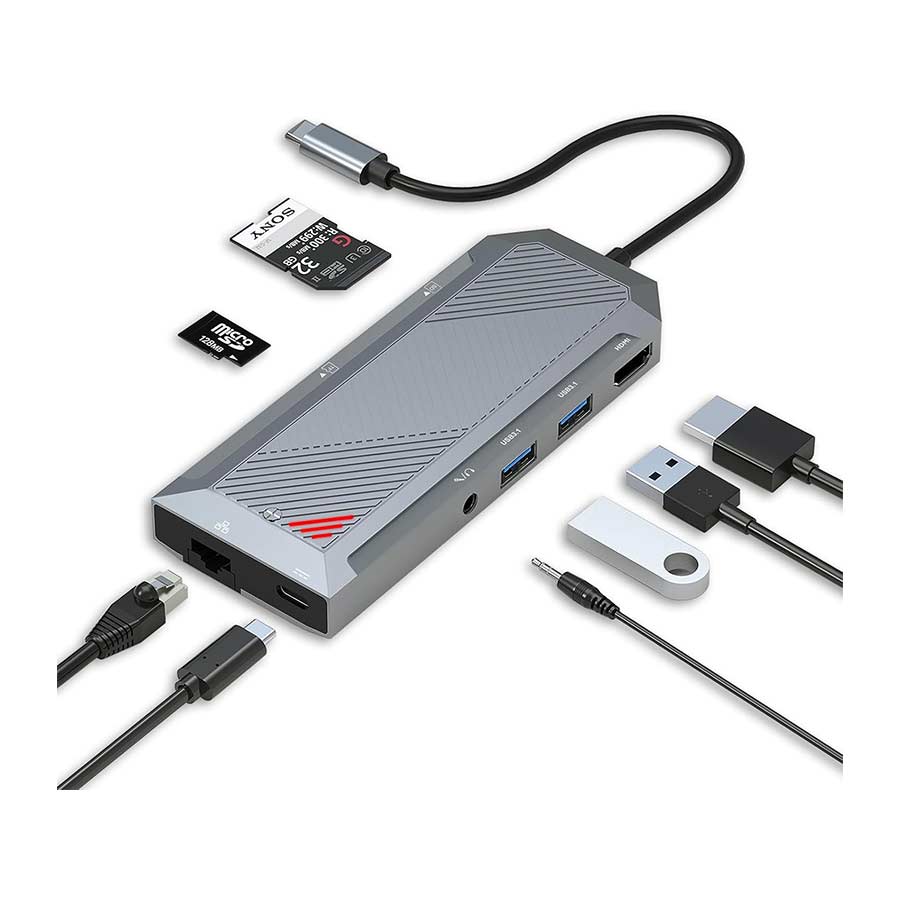 هاب USB-C نه پورت ردراگون مدل UCA-9