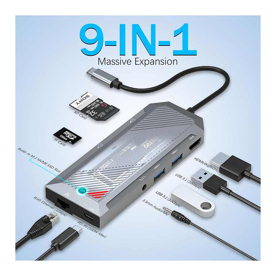 هاب USB-C نه پورت ردراگون مدل UCA-9