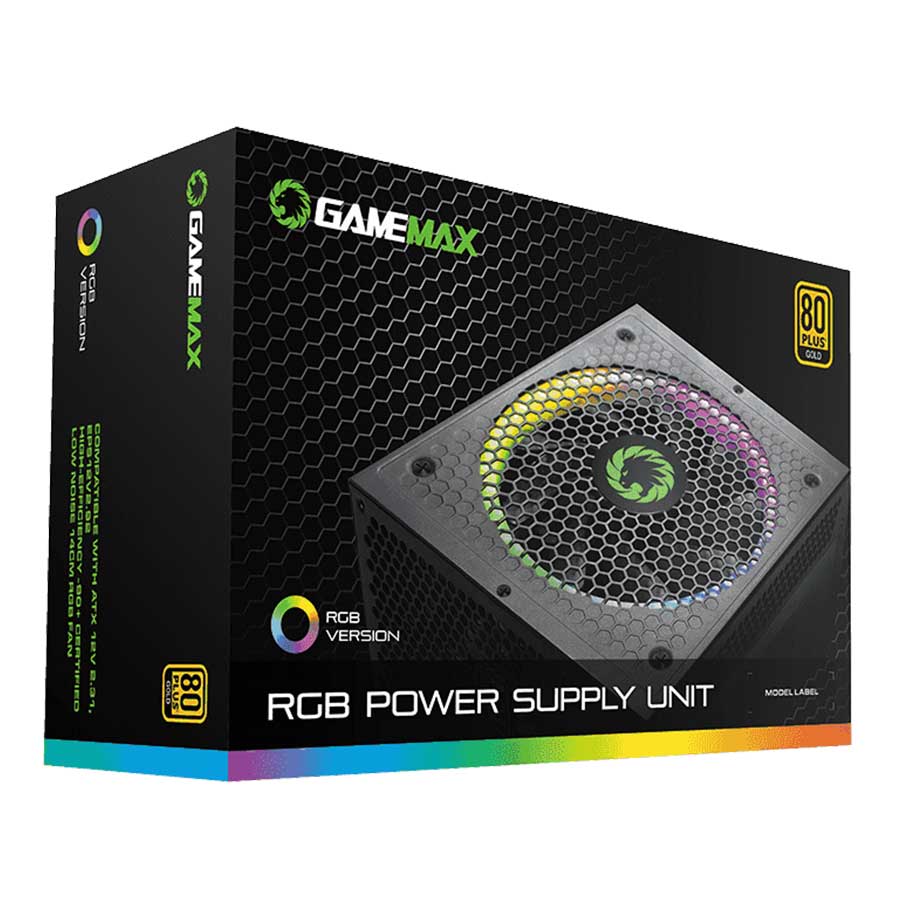 پاور کامپیوتر 750 وات تمام ماژولار گیم مکس مدل RGB 750 Gold