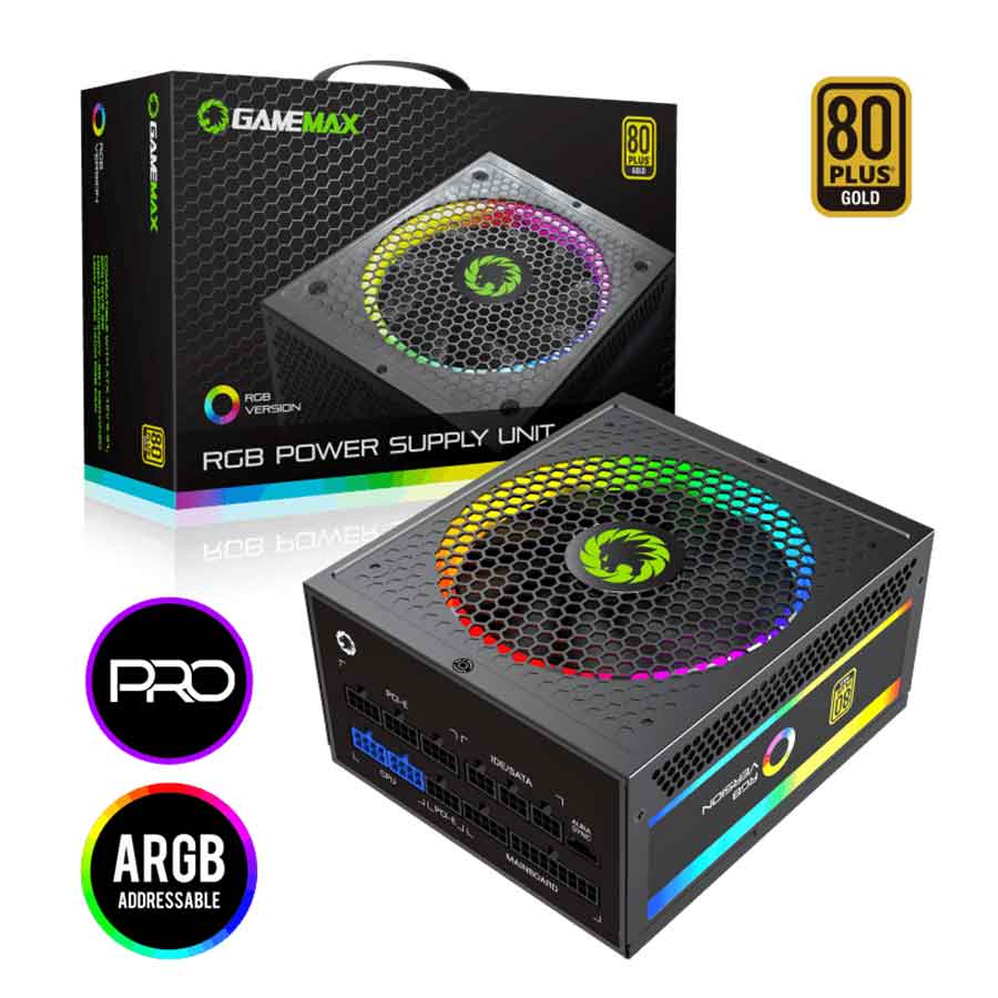 پاور کامپیوتر 1050 وات تمام ماژولار گیم مکس مدل RGB1050 PRO