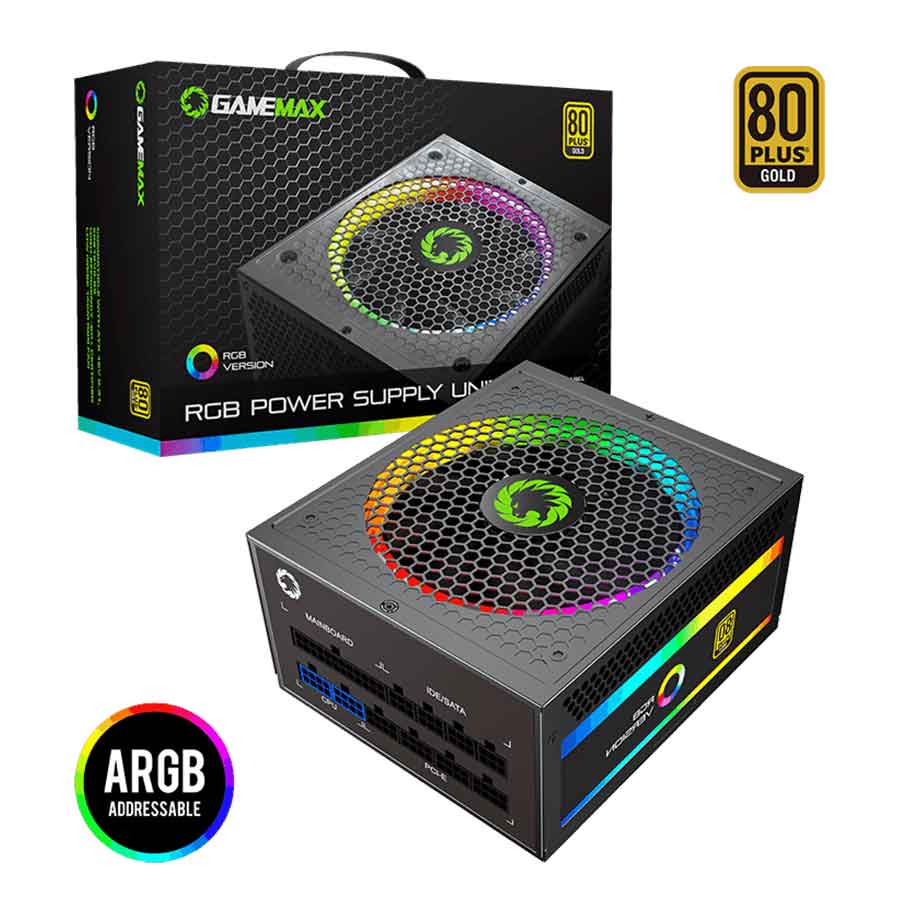 پاور کامپیوتر 1050 وات تمام ماژولار گیم مکس مدل RGB1050 STD