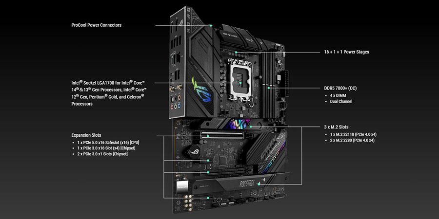 مادربرد گیمینگ ATX و نسل چهارده اینتل ایسوس مدل ROG STRIX B760-F GAMING WIFI DDR5