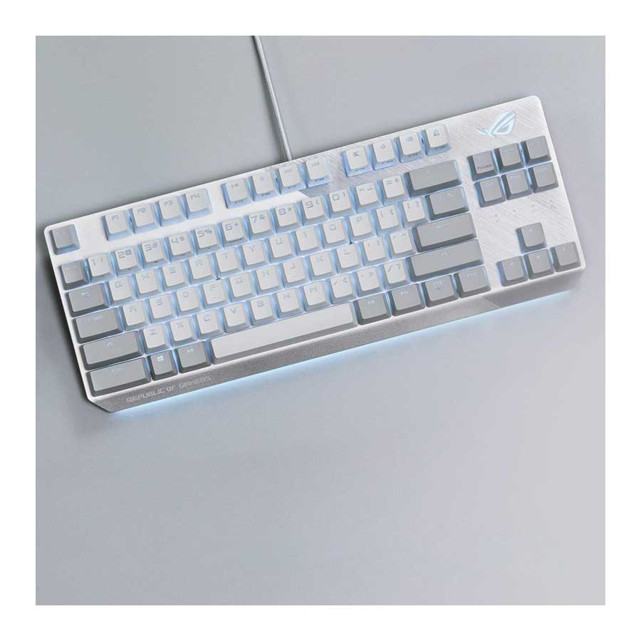 کیبورد گیمینگ باسیم ایسوس مدل ROG Strix Scope NX TKL Moonlight White