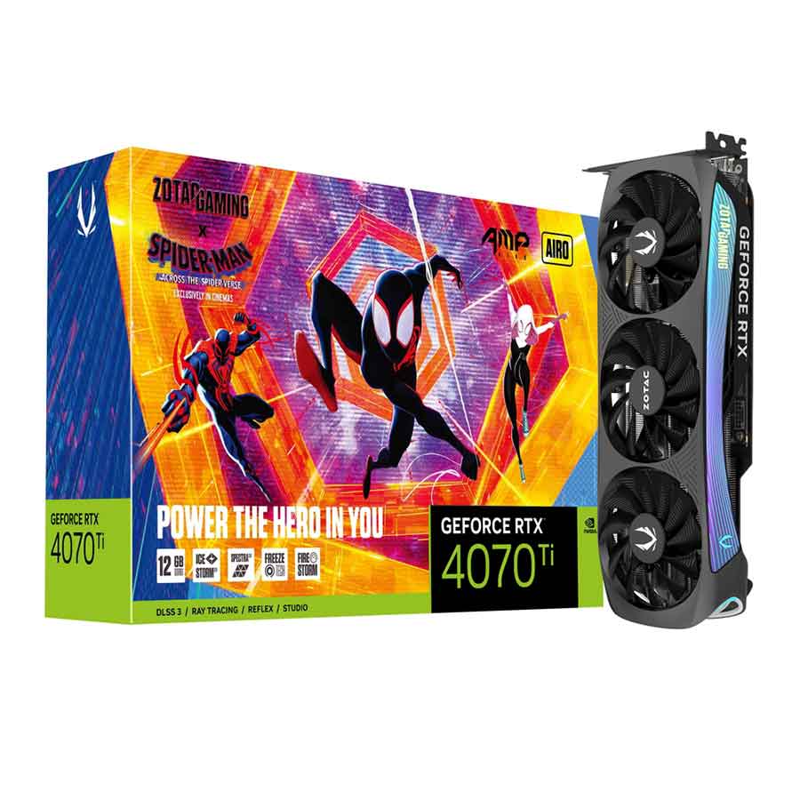 کارت گرافیک زوتک GAMING GEFORCE RTX 4070 Ti AMP AIRO SPIDER-MAN 12GB GDDR6X