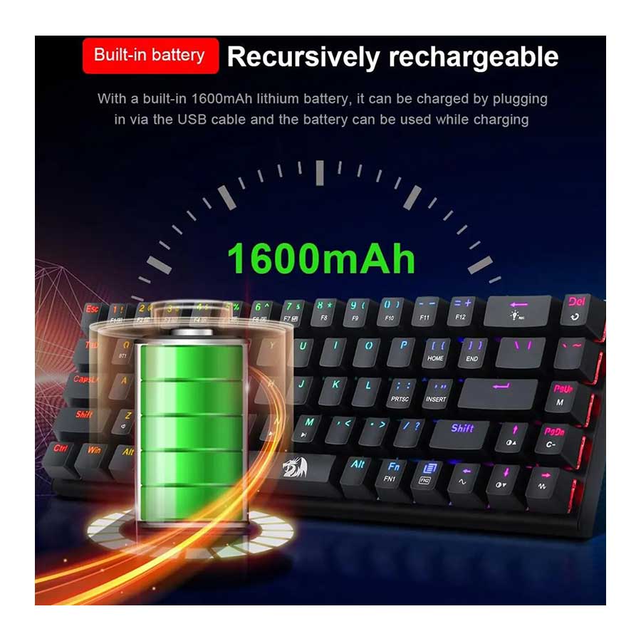 کیبورد گیمینگ بی‌سیم ردراگون مدل Ryze Pro K633 RGB