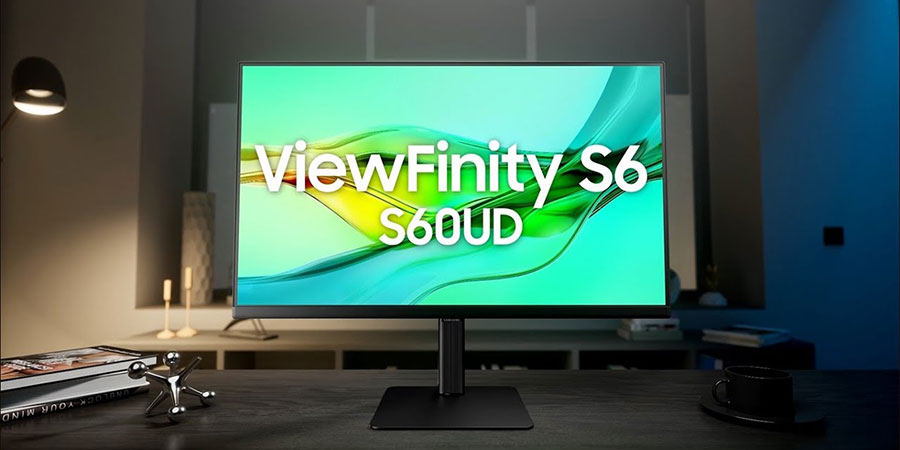 مانیتور 24 اینچ سامسونگ ViewFinity S6 S60D LS24D606EAMXUE با رزولوشن 1440 × 2560 پیکسل و میزان کنتراست 1000:1