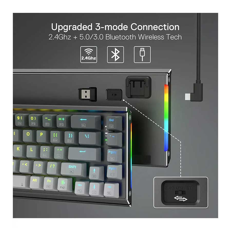 کیبورد گیمینگ بی‌سیم ردراگون مدل SHACO K641 GW PRO