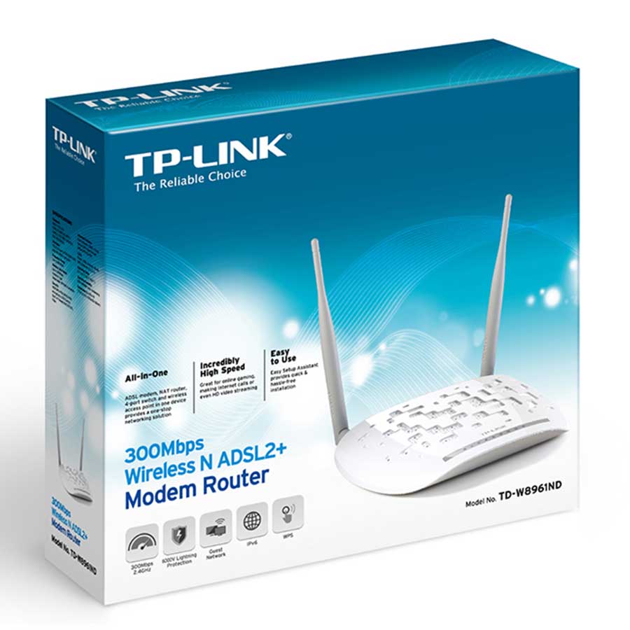مودم روتر +ADSL2 بيسيم 300Mbps تی پی لينک مدل TD-W8961ND