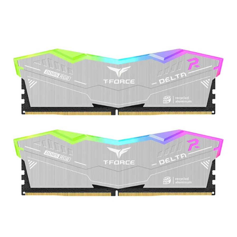 رم تیم گروپ مدل T-Force DELTA RGB Silver DDR5 32GB Dual 6000MHz CL38