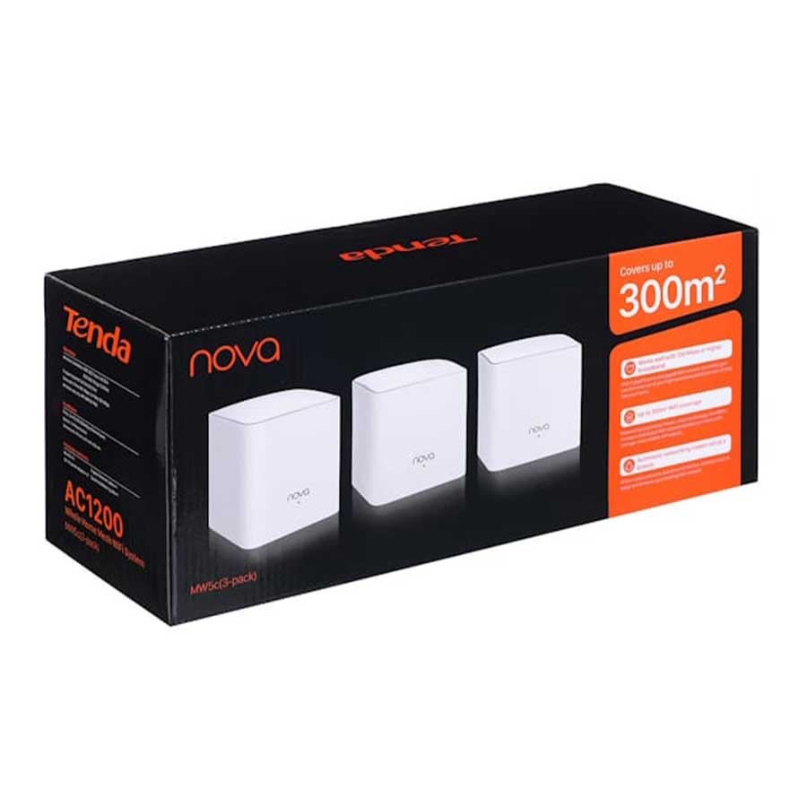 روتر بی‌سیم دوباند AC1200 تندا مدل Nova MW5c پک 3 عددی