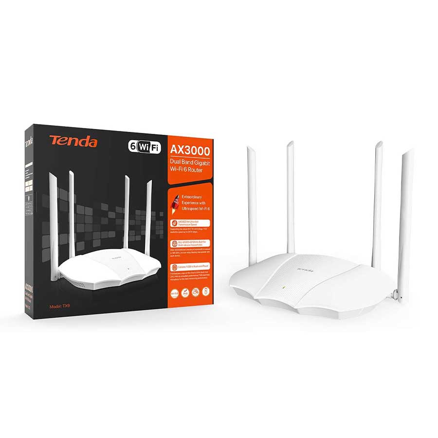 روتر بی‌سیم گیگابیت و دوباند AX3000 تندا مدل TX9
