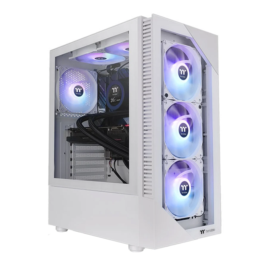 Thermaltake VIEW 200 TG ARGB Chassis Snow White Mid Tower Gaming Computer Case کیس کامپیوتر ترمالتیک