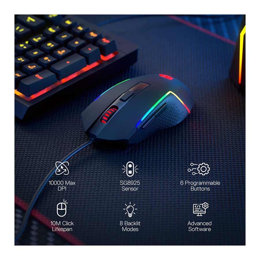 ماوس گیمینگ باسیم ردراگون مدل TRIDENT BASIC M616 RGB