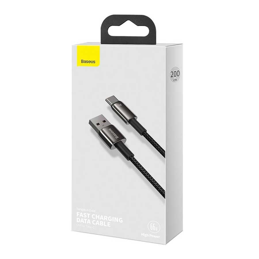 کابل تبدیل 2 متری USB به USB-C باسئوس مدل Tungsten Gold  CATWJ-C01