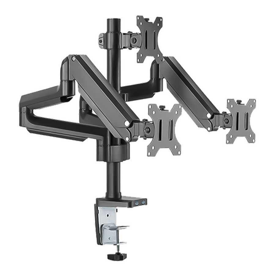 پایه نگهدارنده رومیزی مانیتور تویستد مایندز مدل Triple Spring Black Dual With USB Monitor
