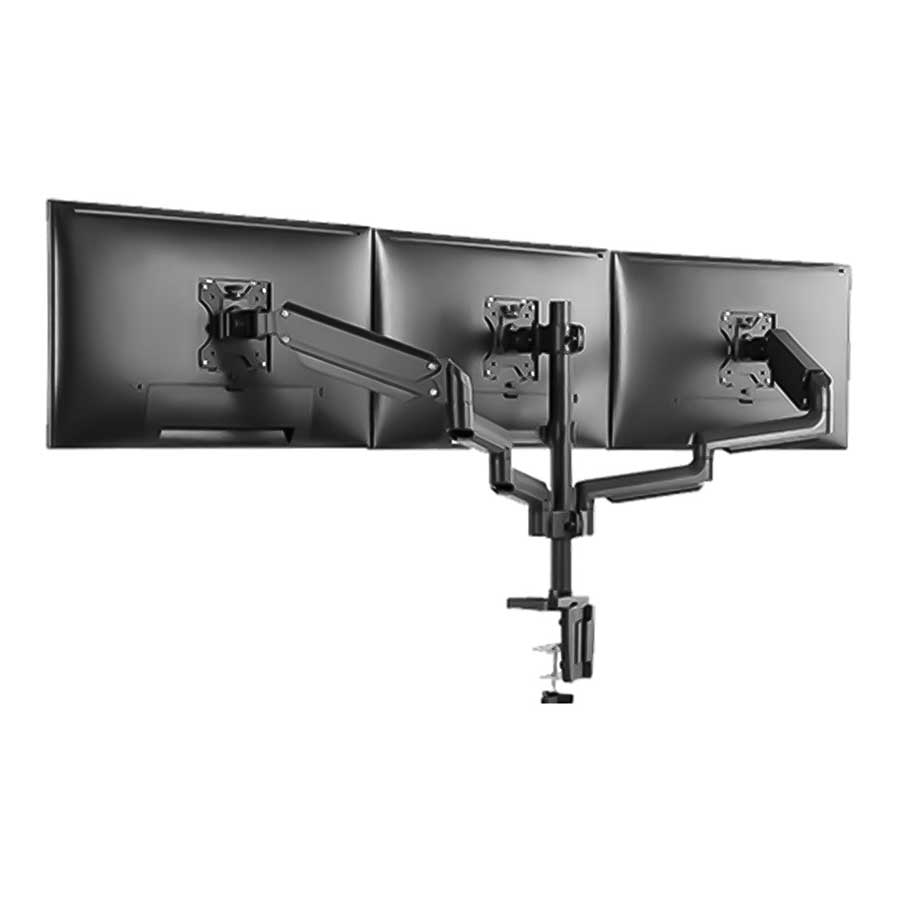 پایه نگهدارنده رومیزی مانیتور تویستد مایندز مدل Triple Spring Black Dual With USB Monitor