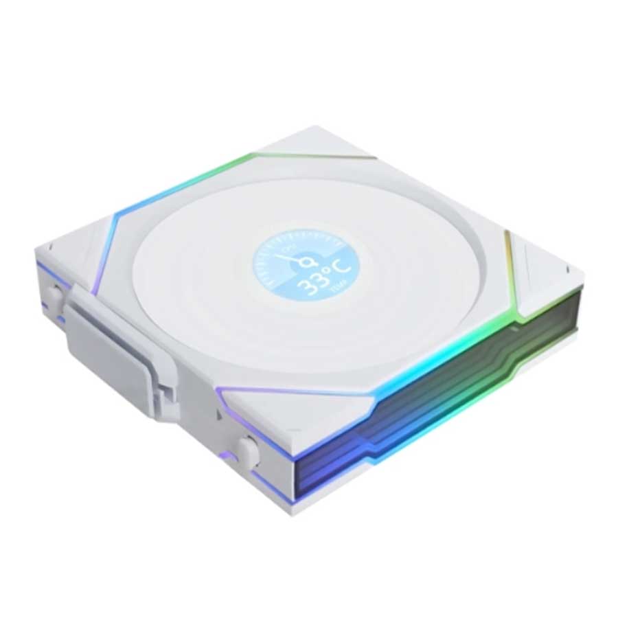 فن خنک کننده کیس لیان لی مدل UNI FAN TL120 LCD Reverse Blade Wireless WH