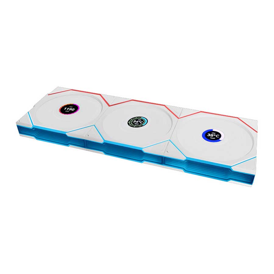 فن خنک کننده کیس لیان لی مدل UNI FAN TL120 LCD Reverse Blade Wireless WH