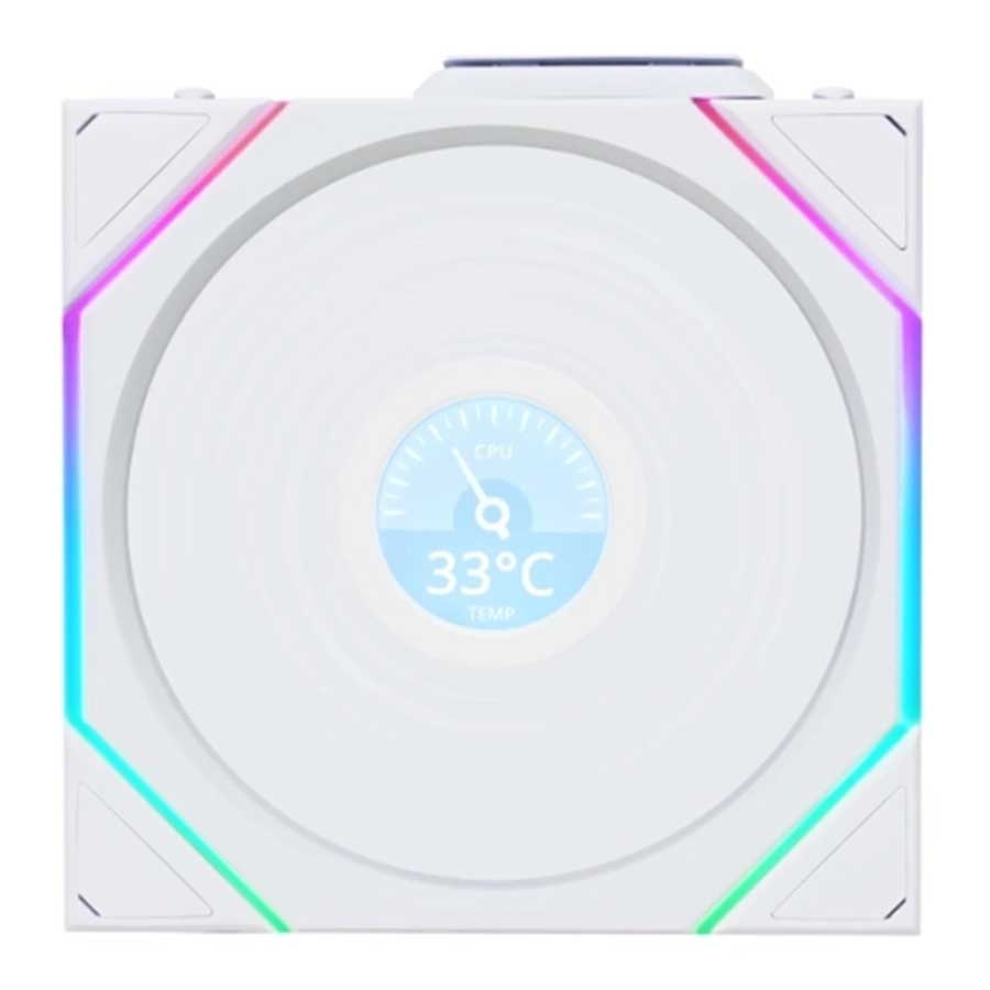 فن خنک کننده کیس لیان لی مدل UNI FAN TL120 LCD Reverse Blade Wireless WH