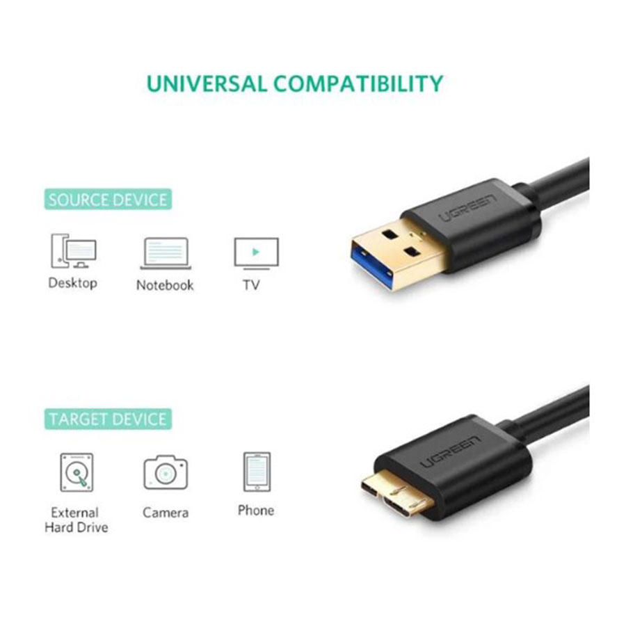 کابل 2 متری تبدیل USB به Micro B 3.0 یوگرین مدل US130