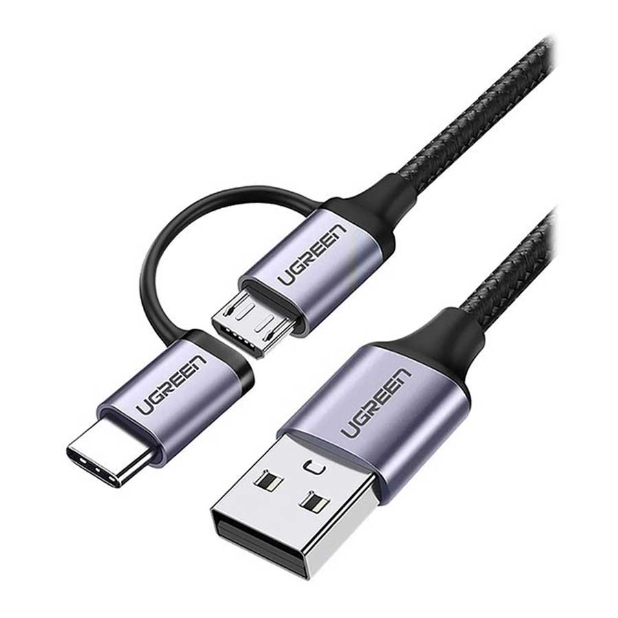کابل 1 متری تبدیل USB به USB-C/MicroUSB یوگرین مدل US177