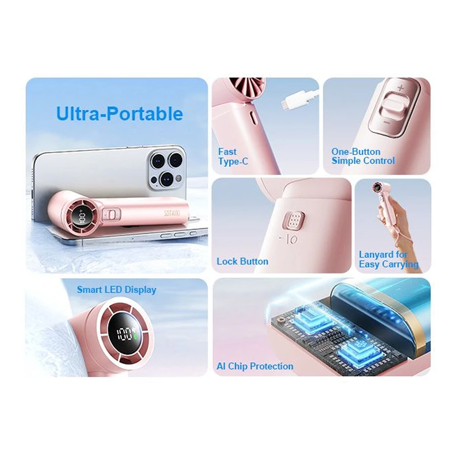 پنکه شارژی دستی شیائومی یوپین ظرفیت 3600mAh