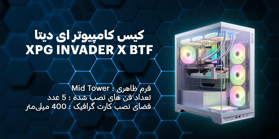 کیس کامپیوتر ای دیتا XPG INVADER X BTF White دارای 5 عدد فن از پیش نصب شده